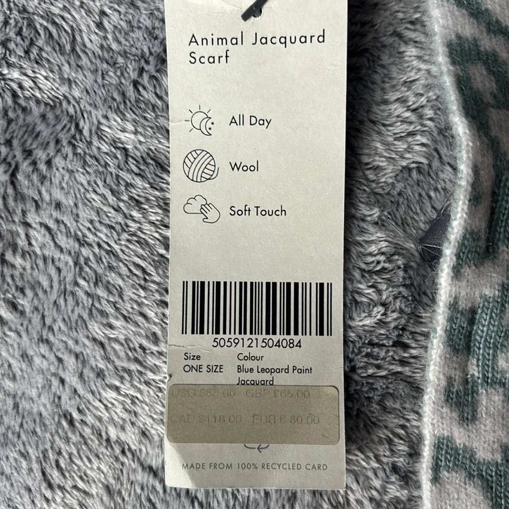 Sweaty Betty London Leopard Paint Soft Wool Blend Scarf/Wrap NWT